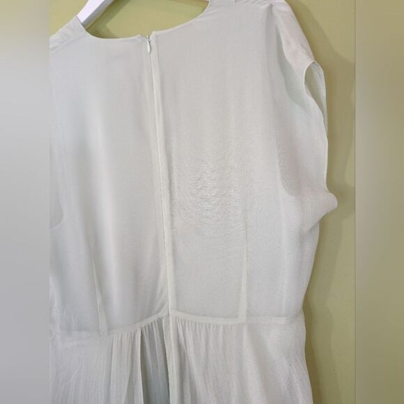 Lewit Dress Mint Green V Neck Asymmetrical Chifon Capped Sleeve Midi 6 - Picture 12 of 13